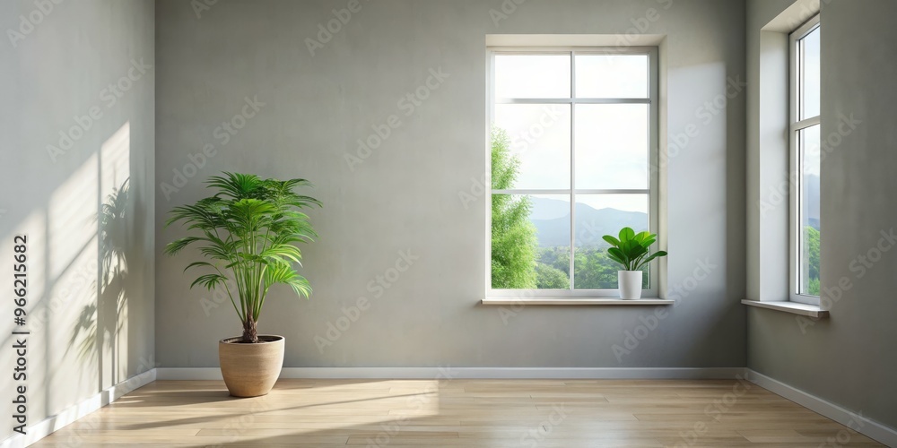 Sunlight Streaming Through Window with Plant in Corner, Interior Design, Minimalist, Home Decor, Room, Light, Green Sunlight Streaming Through Window with Plant in Corner, Interior Design, Minimalist, Home Decor, Room, Light, Green