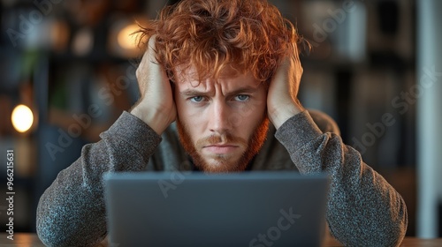 desperate man in front of a computer