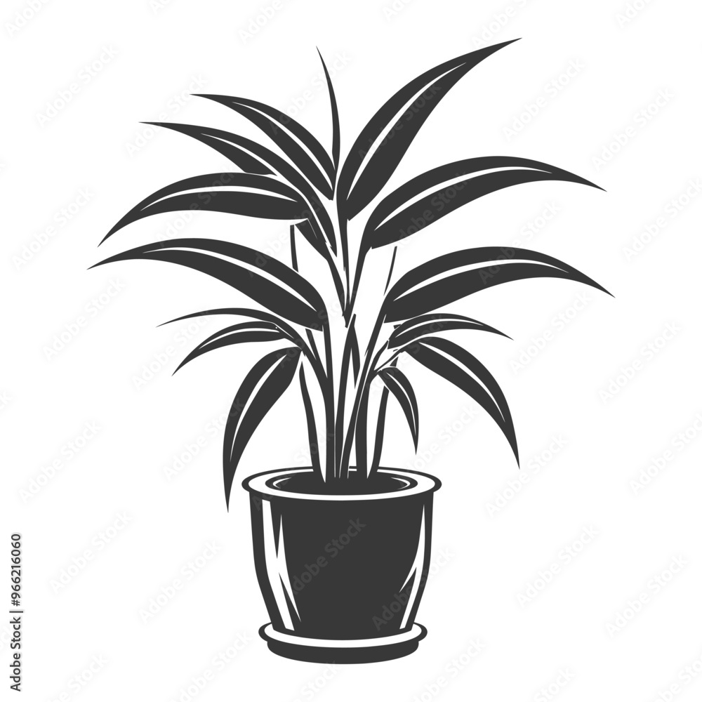 A Silhouette of a Houseplant in a Pot A Silhouette of a Houseplant in a Pot