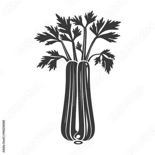 A Silhouette of a Bunch of Celery
