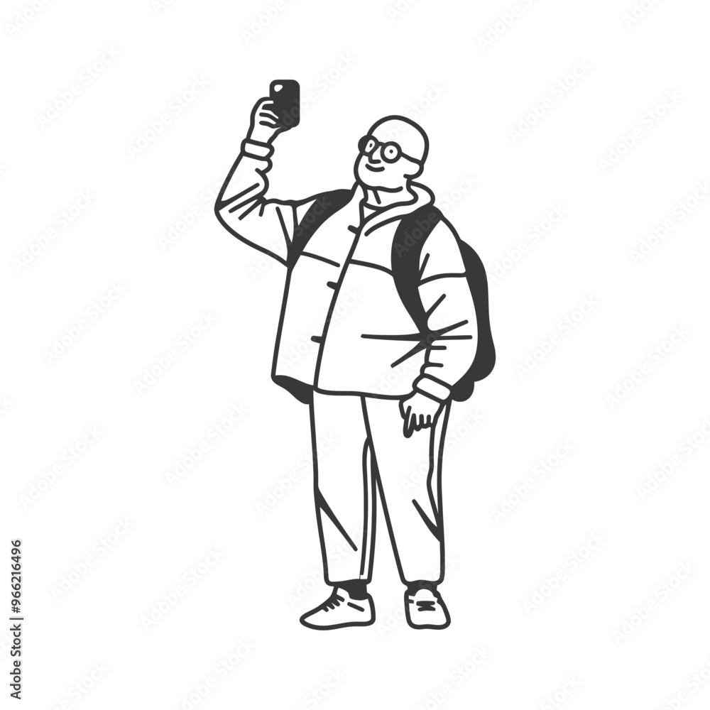 A man taking a selfie with a phone in his hand A man taking a selfie with a phone in his hand