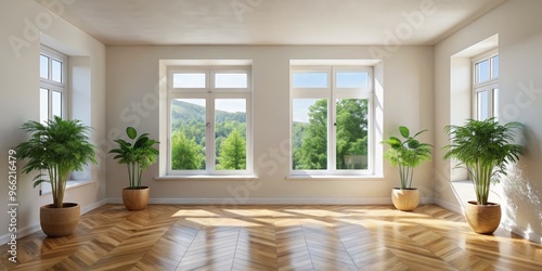 Sunlit Room with Herringbon...