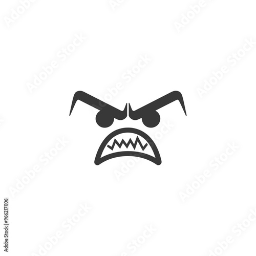 Angry cartoon face with furrowed eyebrows and bared teeth