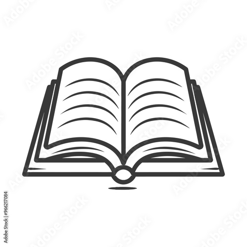 An open book with multiple pages and a thick spine