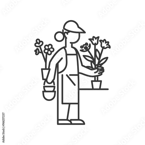 A Person Holding a Potted Plant with Other Plants in the Background