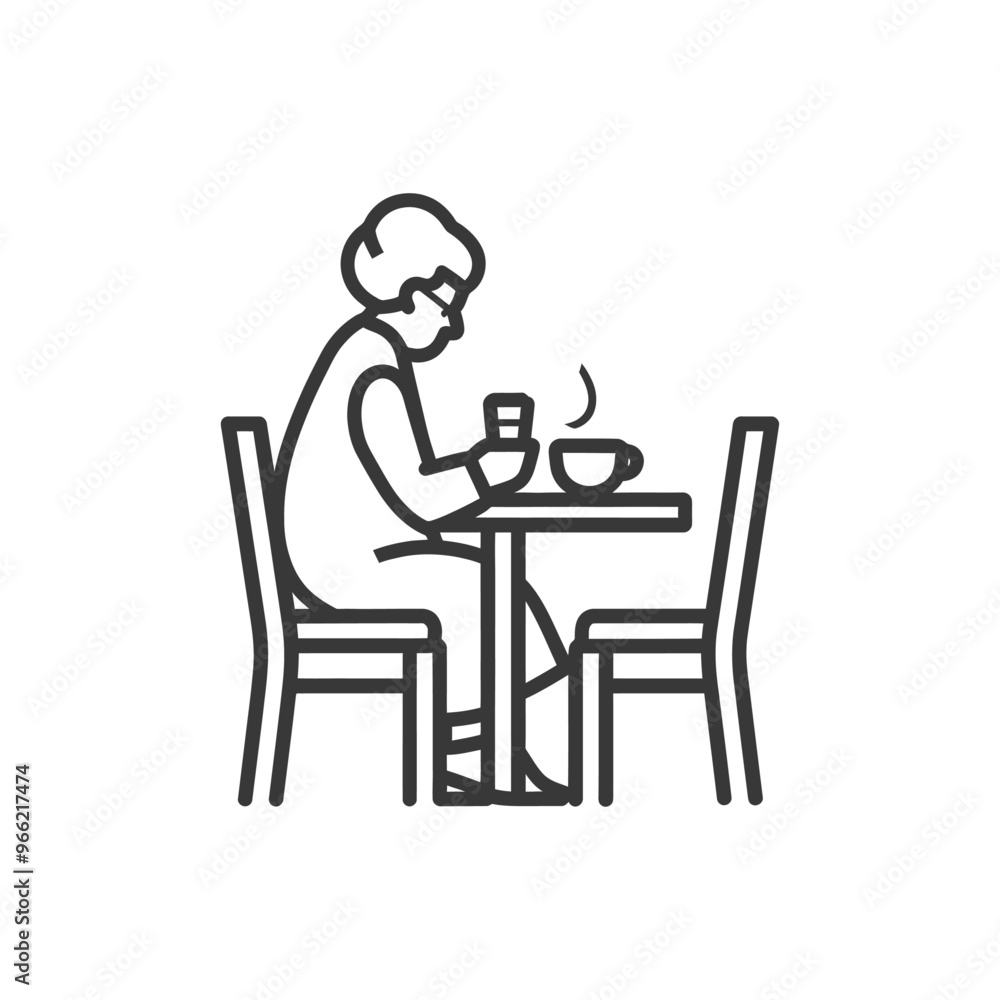 A Person Sitting at a Table with a Cup of Coffee and a Glass of Water A Person Sitting at a Table with a Cup of Coffee and a Glass of Water