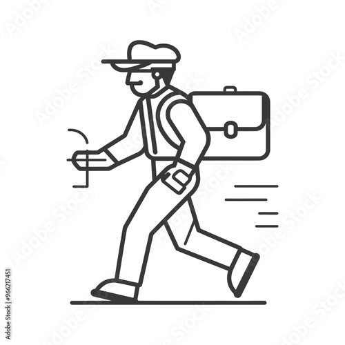 A Person Running with a Briefcase and a Phone in Hand