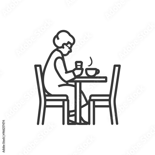 A Person Sitting at a Table with a Cup of Coffee and a Glass of Water