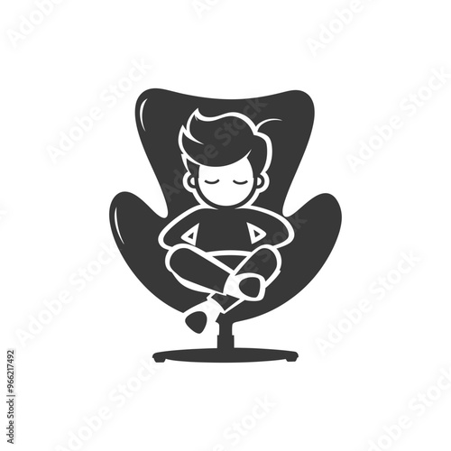 A Person Sitting in a Swivel Chair With Their Eyes Closed