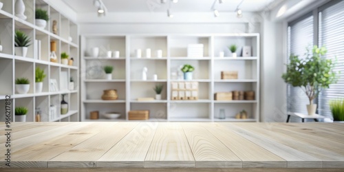 Wooden Tabletop with Blurre...