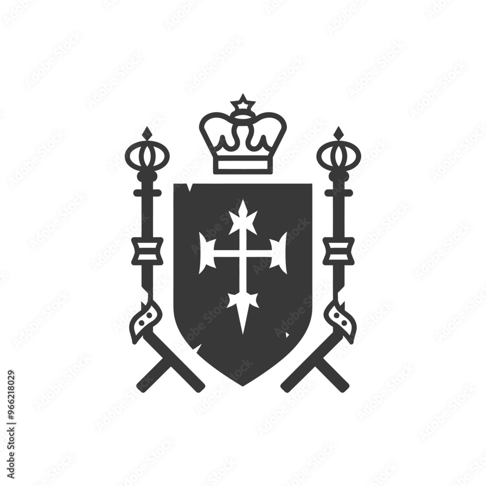 A Royal Crest with a Crown and a Cross A Royal Crest with a Crown and a Cross