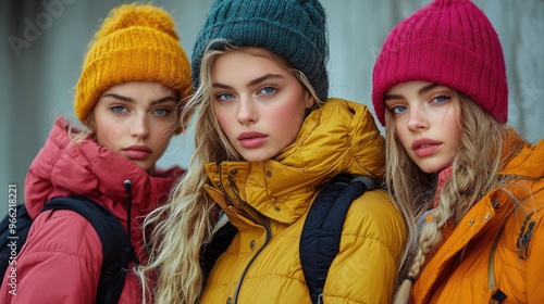 Stylish Models Showcasing Seasonal Outfits in Outdoor Photoshoot