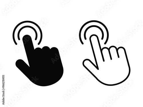 Hand cursor icon set. click icon vector, pointer, hand click, Click hand cursor icon, mouse tap sign. press hand mouse cursor icon set.