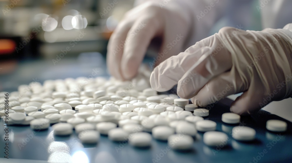 Close-up of Pills Being Counted - Pharmacy Inventory Management Concept Close-up of Pills Being Counted - Pharmacy Inventory Management Concept