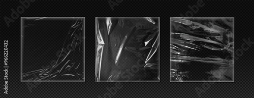 Set of vector vinyl and plastic film textures on isolated background.