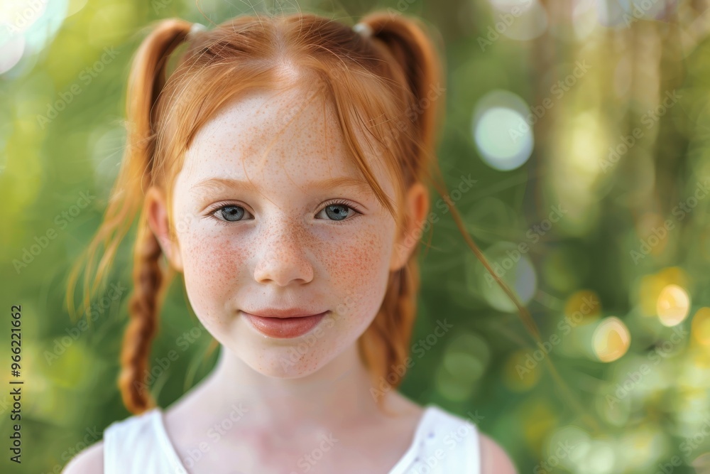 Portrait of redhead girl with freckles on summer blurred background. Cheerful and happy childhood Portrait of redhead girl with freckles on summer blurred background. Cheerful and happy childhood Portrait of redhead girl with freckles on summer blurred background. Cheerful and happy childhood Portrait of redhead girl with freckles on summer blurred background. Cheerful and happy childhood