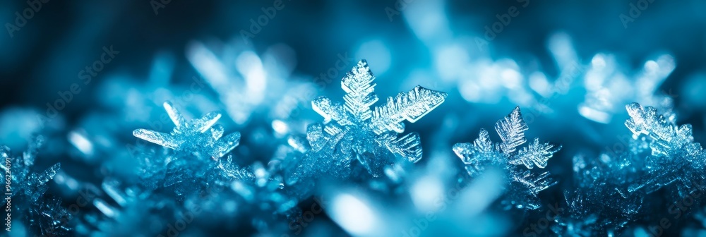 A close-up of intricate frost patterns on a blue background. The image symbolizes beauty, nature, winter, fragility, and the delicate details of nature. A close-up of intricate frost patterns on a blue background. The image symbolizes beauty, nature, winter, fragility, and the delicate details of nature.