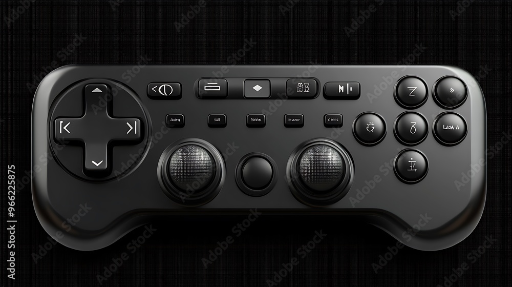 Fototapeta premium Black gaming controller with buttons, joysticks, and a D-pad.