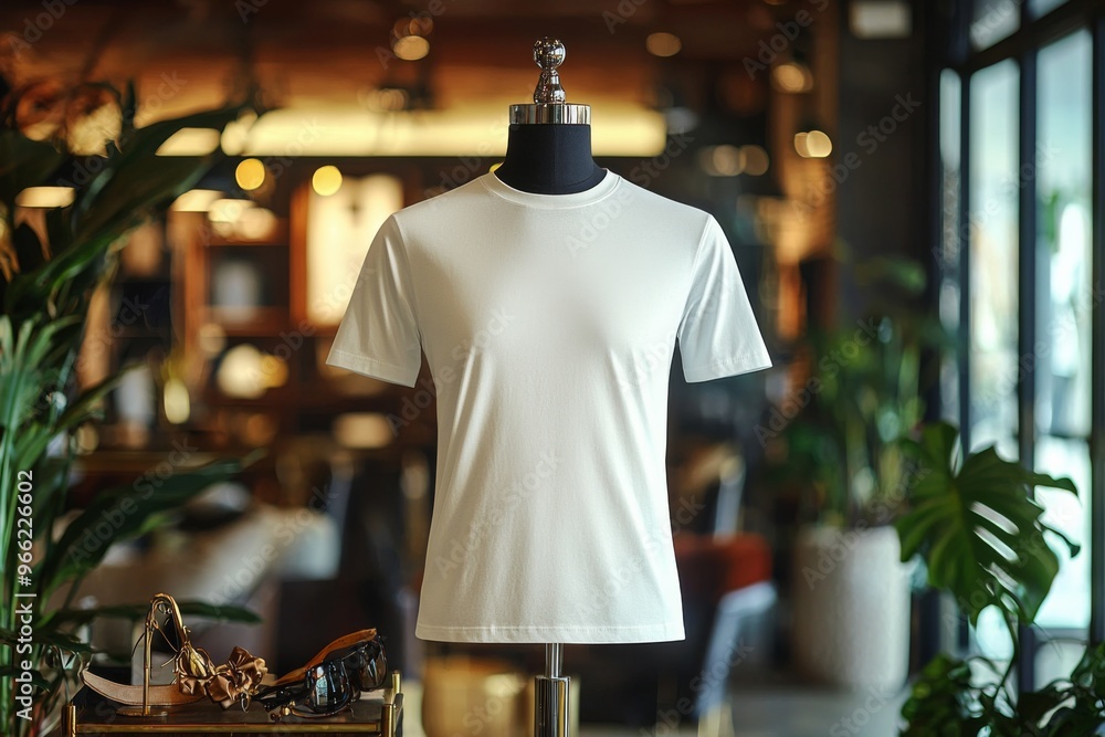 Tshirt on stylish mannequin in boutique background created with Generative AI Tshirt on stylish mannequin in boutique background created with Generative AI
