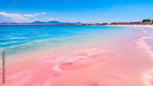 Beach with pink sand, clear sunny weather