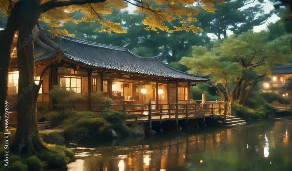 Serene Japanese Garden at Dusk Serene Japanese Garden at Dusk