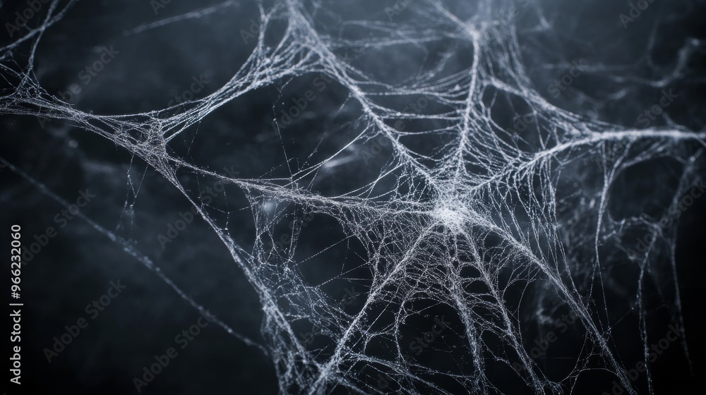 Cobweb texture for Halloween. Spider web with intricate patterns on a dark background Cobweb texture for Halloween. Spider web with intricate patterns on a dark background