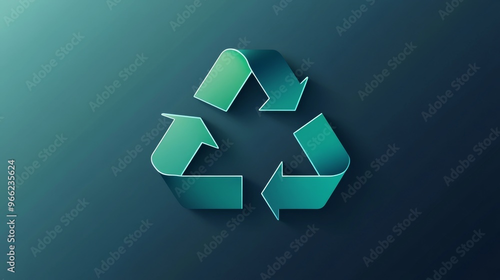 Stylish recycling icon featuring three arrows in a triangular formation with a green gradient Stylish recycling icon featuring three arrows in a triangular formation with a green gradient