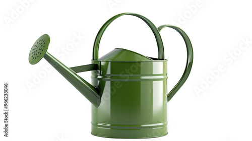 Green watering can isolated transparent background