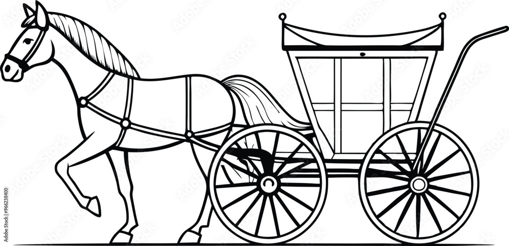 horse carriage line art vector illustration horse carriage line art vector illustration