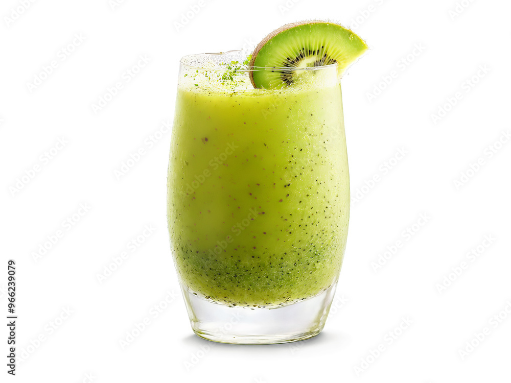 Avo Kiwi Cooler A refreshing avocado kiwi blend in a clear bubble bottomed glass finished