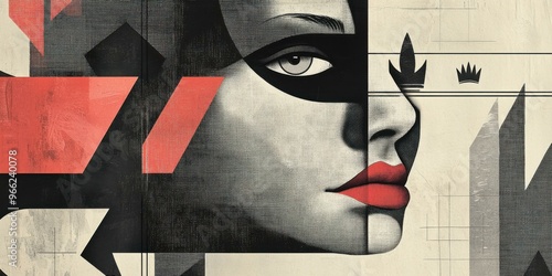 Abstract Portrait of a Woman with Geometric Shapes