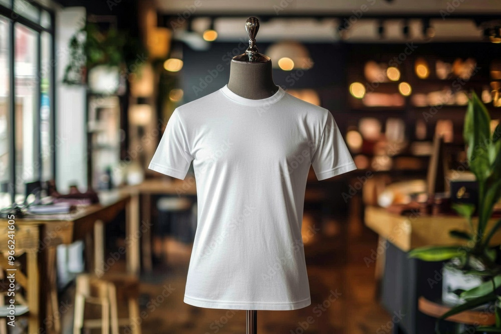 Obraz premium Tshirt on stylish mannequin in boutique background created with Generative AI