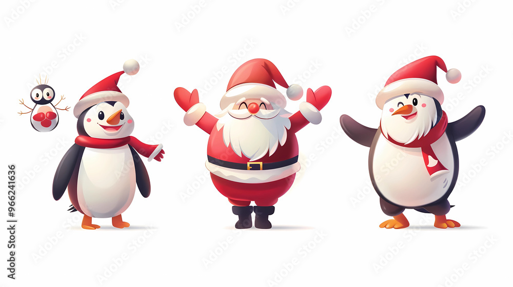 penguin and santa claus penguin and santa claus