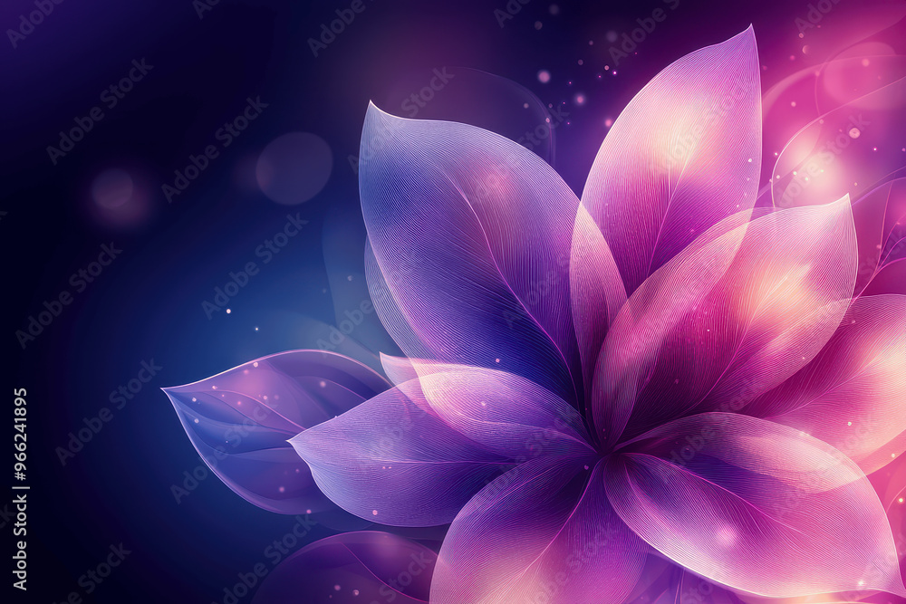 A vibrant purple flower design with soft glowing effects against a dark background in a modern digital art style A vibrant purple flower design with soft glowing effects against a dark background in a modern digital art style