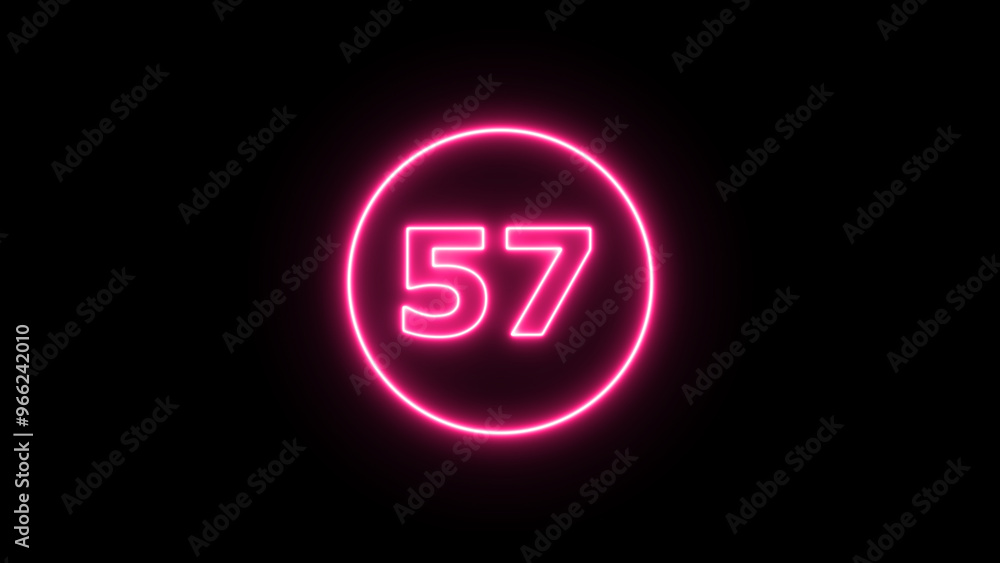 Glowing neon number 57 , neon light colorful number of illustration on black background. Glowing neon lighting on dark background. Numbers futuristic style Glowing neon number 57 , neon light colorful number of illustration on black background. Glowing neon lighting on dark background. Numbers futuristic style