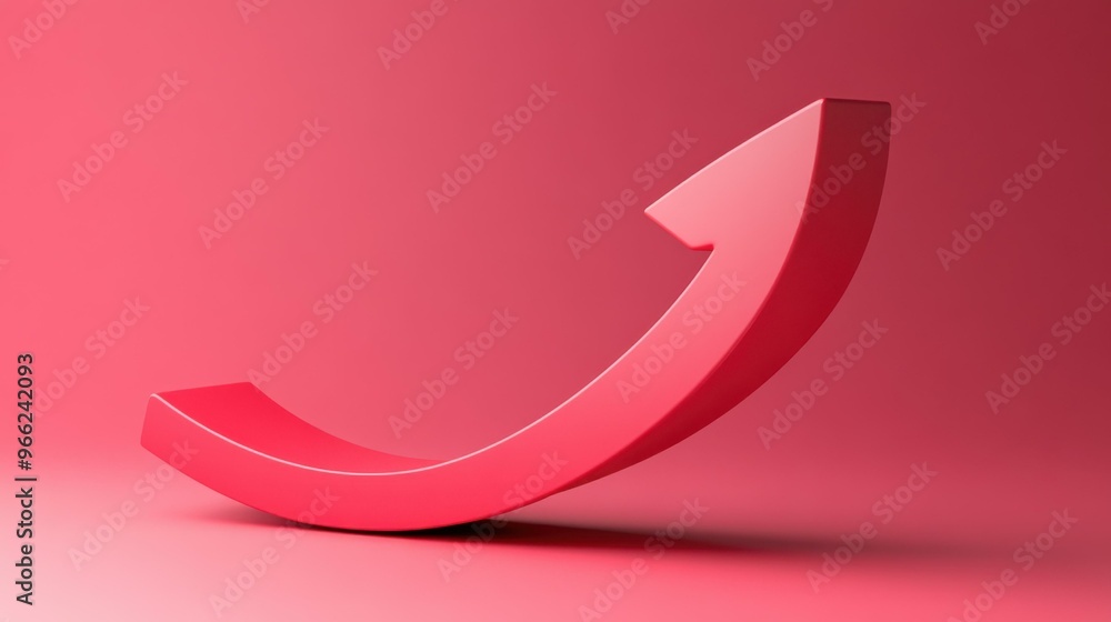 Red 3D Arrow Upward - Minimal Geometric Shape Illustration Red 3D Arrow Upward - Minimal Geometric Shape Illustration