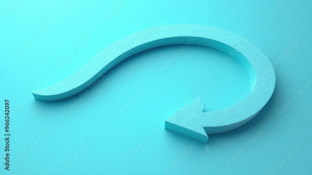 Curved Blue Arrow on Blue Background: Minimalist Graphic Design Curved Blue Arrow on Blue Background: Minimalist Graphic Design
