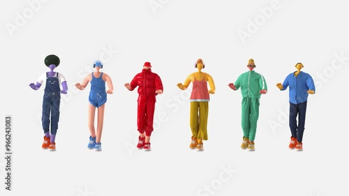 3D rendering of a fun dancing character on a white background.

