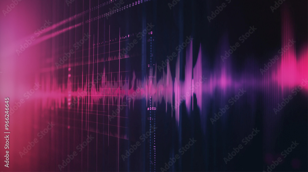 An abstract image featuring a pink sound wave pattern on a dark background, representing audio visualizations or digital sound waves in a futuristic style. An abstract image featuring a pink sound wave pattern on a dark background, representing audio visualizations or digital sound waves in a futuristic style.