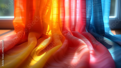 Vibrant Textile Fabric Mockup with Colorful Patterns and Ample close up for Fashion Projects