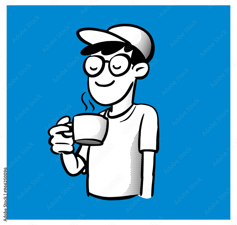 Cool man mascot character black white illustration Cool man mascot character black white illustration
