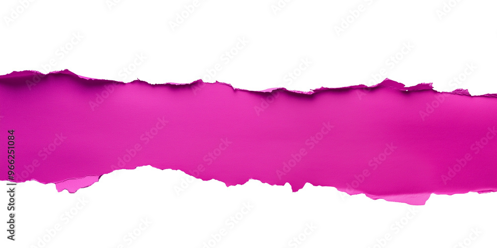 Roughly torn pink magenta paper strip with jagged edges isolated on transparent background Roughly torn pink magenta paper strip with jagged edges isolated on transparent background