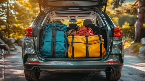 Wallpaper Mural Packed Car Trunk with Scenic Nature Background Torontodigital.ca