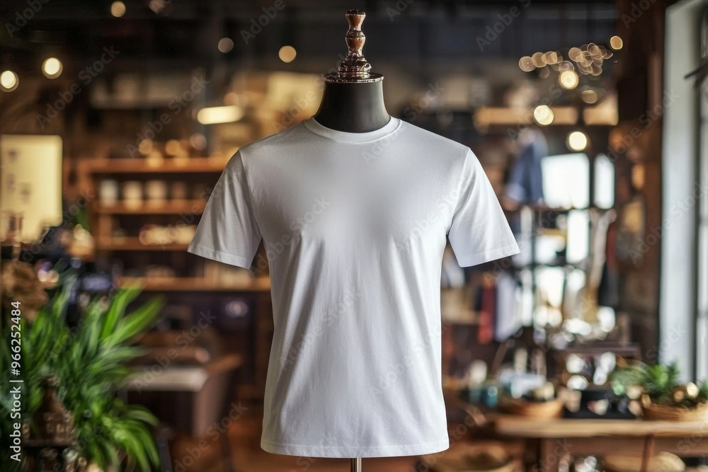 Tshirt on stylish mannequin in boutique background created with Generative AI Tshirt on stylish mannequin in boutique background created with Generative AI