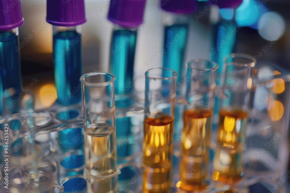 Test tubes at the laboratory Close-up on test tubes for analysis at the laboratory - healthcare and medicine concepts Test tubes at the laboratory Close-up on test tubes for analysis at the laboratory - healthcare and medicine concepts