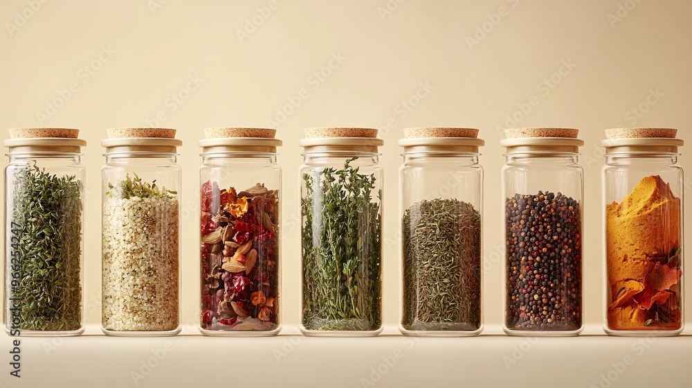 Sensory Delight Herb and Spice Medley in Artistic Arrangement Sensory Delight Herb and Spice Medley in Artistic Arrangement