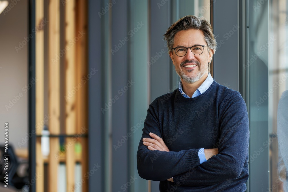 Confident businessman at coworking space Portrait of confident mature businessman in office. Male entrepreneur is wearing smart casual. He is at coworking space. Confident businessman at coworking space Portrait of confident mature businessman in office. Male entrepreneur is wearing smart casual. He is at coworking space.