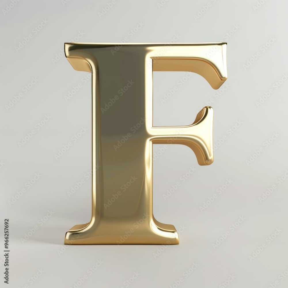 photo showcasing a 3D-rendered gold letter F against a simple white backdrop, highlighting its photo showcasing a 3D-rendered gold letter F against a simple white backdrop, highlighting its