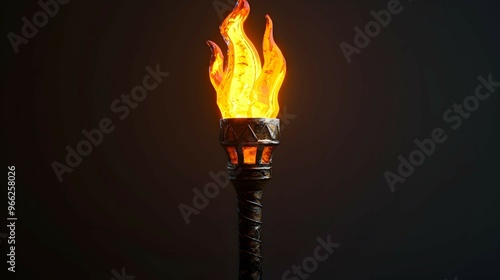 Flaming Torch on Dark Background