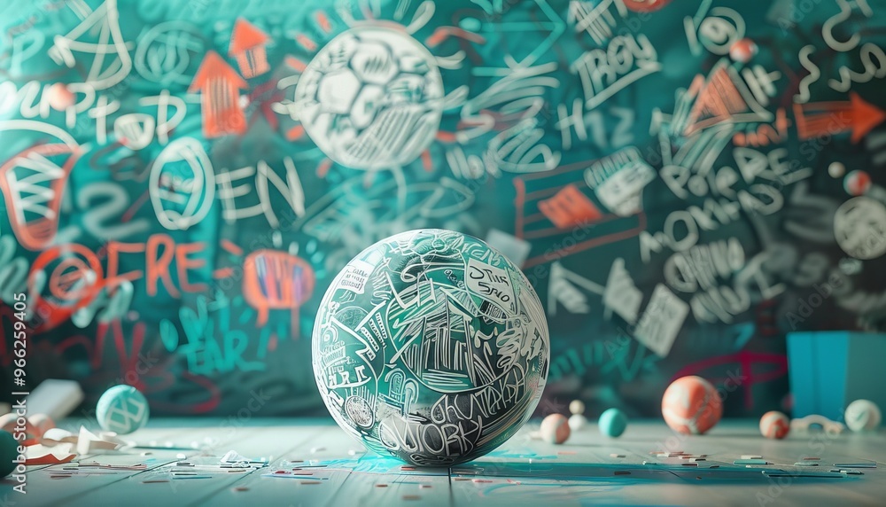 Doodle art concept of creative ideas innovation with a paper ball ...